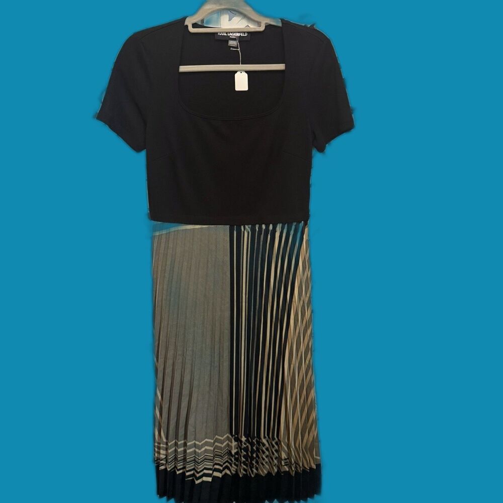 Karl Lagerfeld Square neck Pleated skirt Dress size4 S